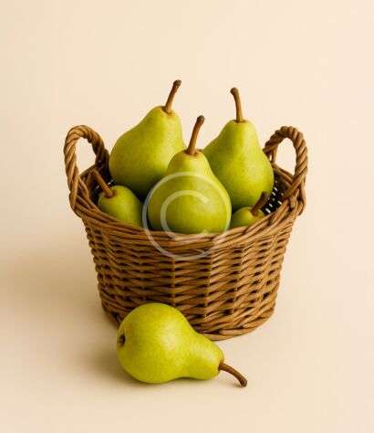 Rustic farm basket with pears